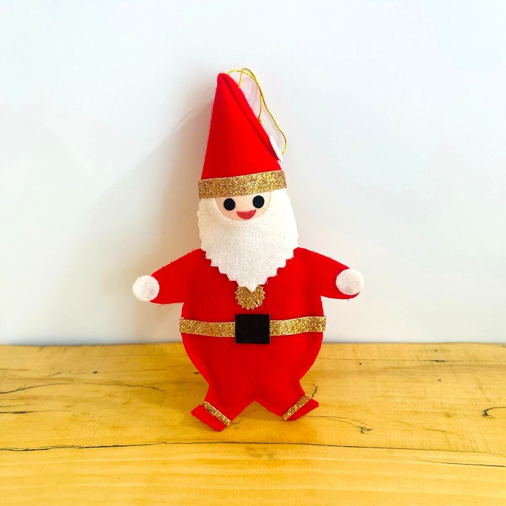 Vtg Retro 50s Japan Felt Santa Claus Christmas Ornament MCM Nostalgic Novelty